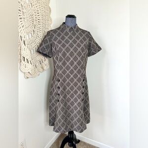 Covergirl Of Miami Vintage 1960s Chocolate Brown Mod Mini Dress Size Large